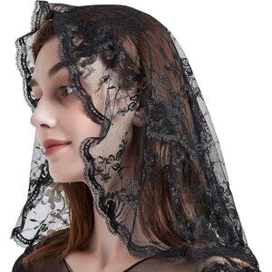 Floral Lace Mantilla veil Head coverings for Church Latin Mass